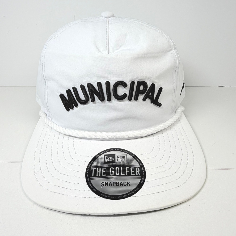 New Era Municipal The Golfer Snapback Hat Men OS White Rope Flat Bill Golf Cap